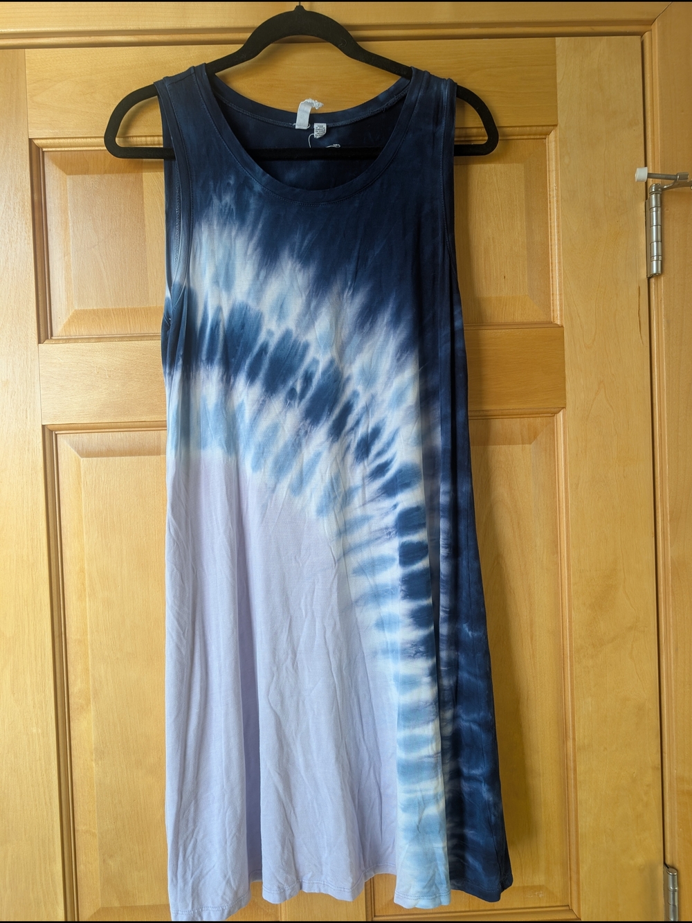 Cable & Gauge Navy and White Tie-Dye Sleeveless Mini Dress
